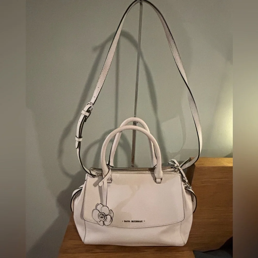 Dana Buchman handbag pebbled texture dual top handles and a crossbody strap